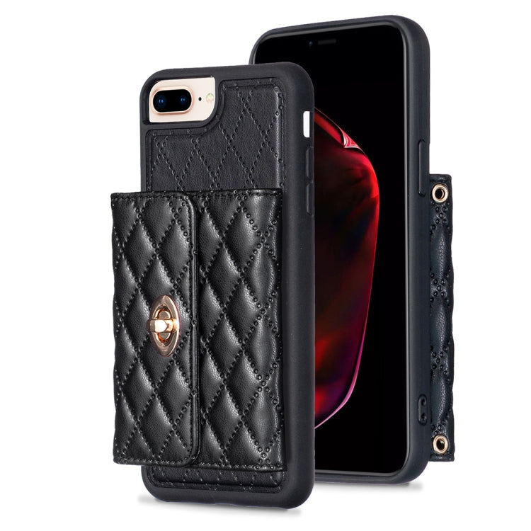 Horizontal Wallet Rhombic Leather Phone Case, For iPhone 8 Plus / 7 Plus