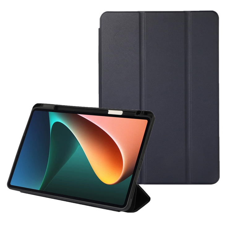 Solid Color 3-folding Leather Tablet Case, For Xiaomi Pad 5