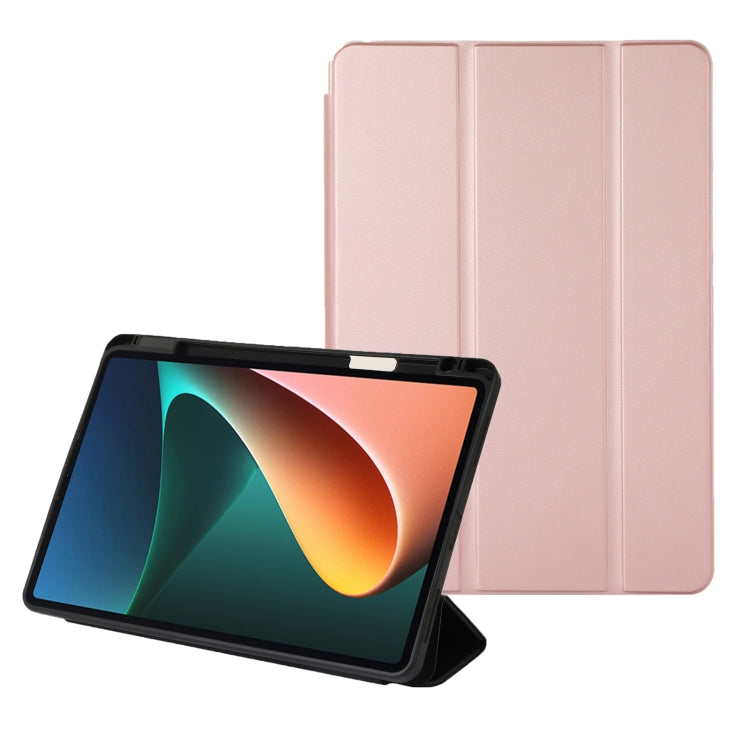 Solid Color 3-folding Leather Tablet Case, For Xiaomi Pad 5