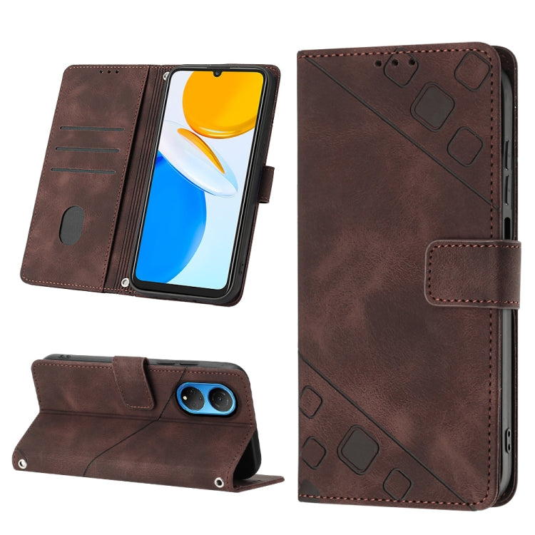 Skin-feel Embossed Leather Phone Case, For Honor X7 4G/Play 30 Plus, For Honor X7a 4G Global, For Honor X8 4G, For Honor X8a 4G Global