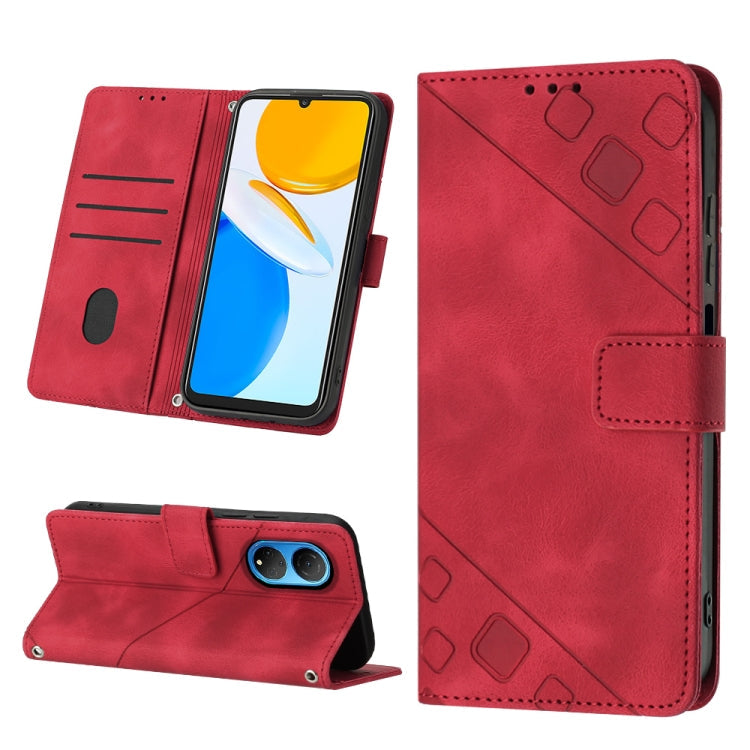 Skin-feel Embossed Leather Phone Case, For Honor X7 4G/Play 30 Plus, For Honor X7a 4G Global, For Honor X8 4G, For Honor X8a 4G Global