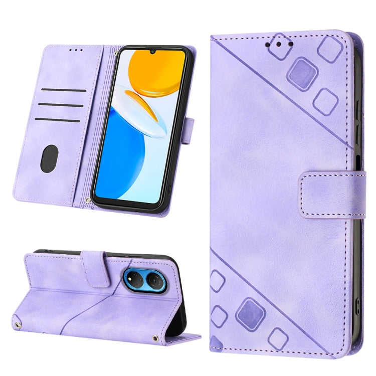Skin-feel Embossed Leather Phone Case, For Honor X7 4G/Play 30 Plus, For Honor X7a 4G Global, For Honor X8 4G, For Honor X8a 4G Global