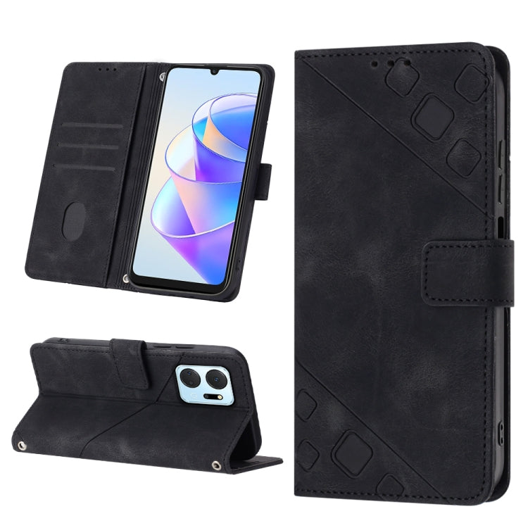Skin-feel Embossed Leather Phone Case, For Honor X7 4G/Play 30 Plus, For Honor X7a 4G Global, For Honor X8 4G, For Honor X8a 4G Global