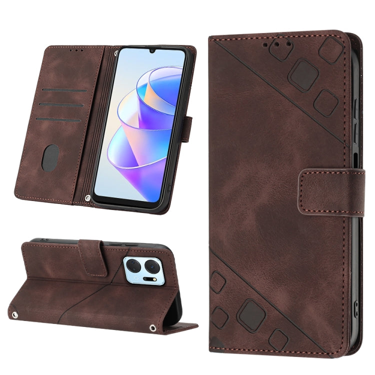 Skin-feel Embossed Leather Phone Case, For Honor X7 4G/Play 30 Plus, For Honor X7a 4G Global, For Honor X8 4G, For Honor X8a 4G Global
