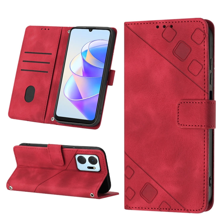 Skin-feel Embossed Leather Phone Case, For Honor X7 4G/Play 30 Plus, For Honor X7a 4G Global, For Honor X8 4G, For Honor X8a 4G Global