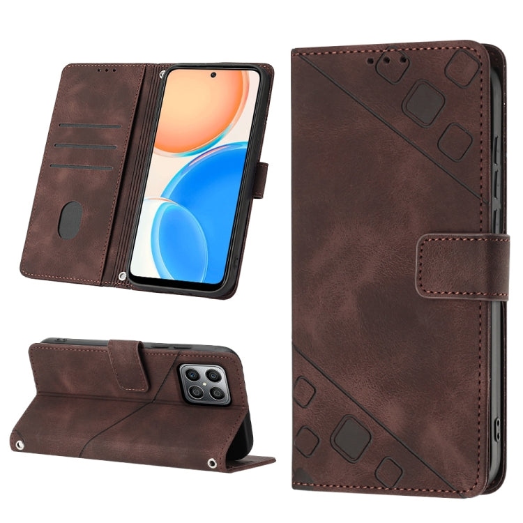 Skin-feel Embossed Leather Phone Case, For Honor X7 4G/Play 30 Plus, For Honor X7a 4G Global, For Honor X8 4G, For Honor X8a 4G Global