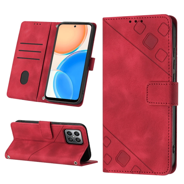 Skin-feel Embossed Leather Phone Case, For Honor X7 4G/Play 30 Plus, For Honor X7a 4G Global, For Honor X8 4G, For Honor X8a 4G Global