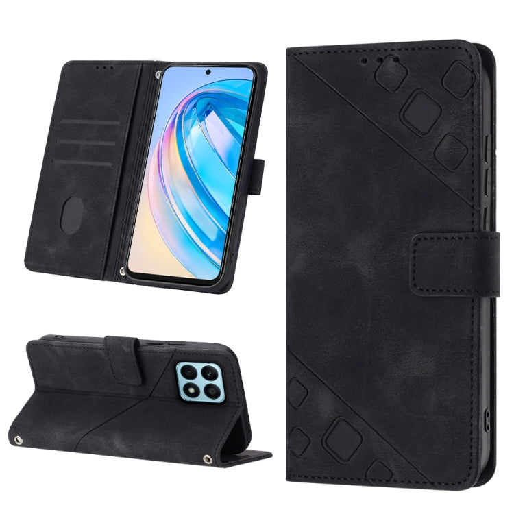 Skin-feel Embossed Leather Phone Case, For Honor X7 4G/Play 30 Plus, For Honor X7a 4G Global, For Honor X8 4G, For Honor X8a 4G Global
