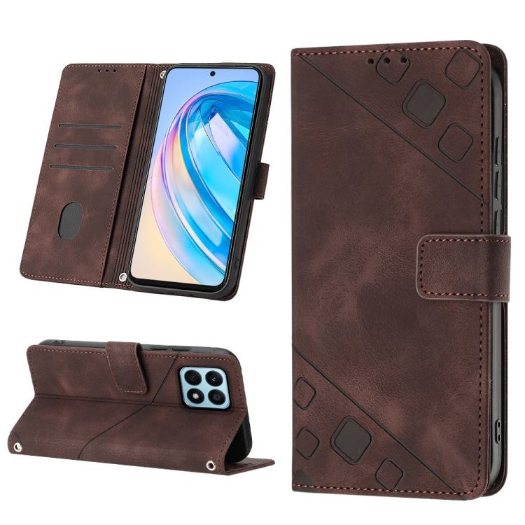 Skin-feel Embossed Leather Phone Case, For Honor X7 4G/Play 30 Plus, For Honor X7a 4G Global, For Honor X8 4G, For Honor X8a 4G Global