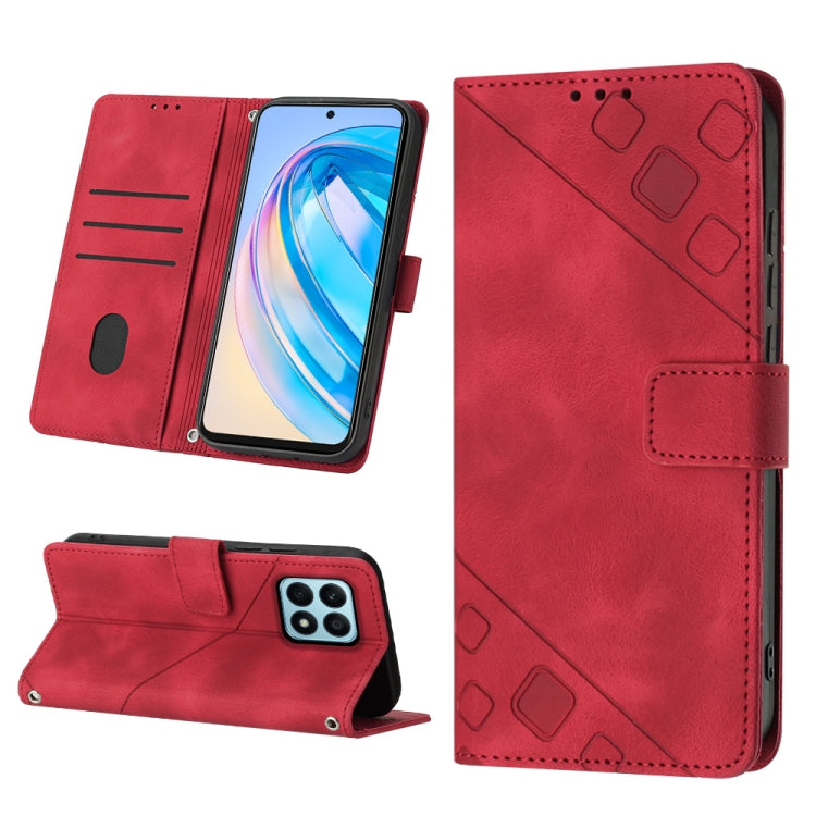 Skin-feel Embossed Leather Phone Case, For Honor X7 4G/Play 30 Plus, For Honor X7a 4G Global, For Honor X8 4G, For Honor X8a 4G Global