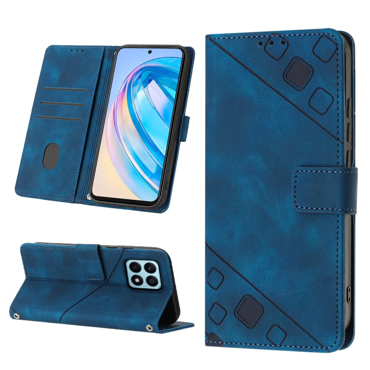 Skin-feel Embossed Leather Phone Case, For Honor X7 4G/Play 30 Plus, For Honor X7a 4G Global, For Honor X8 4G, For Honor X8a 4G Global