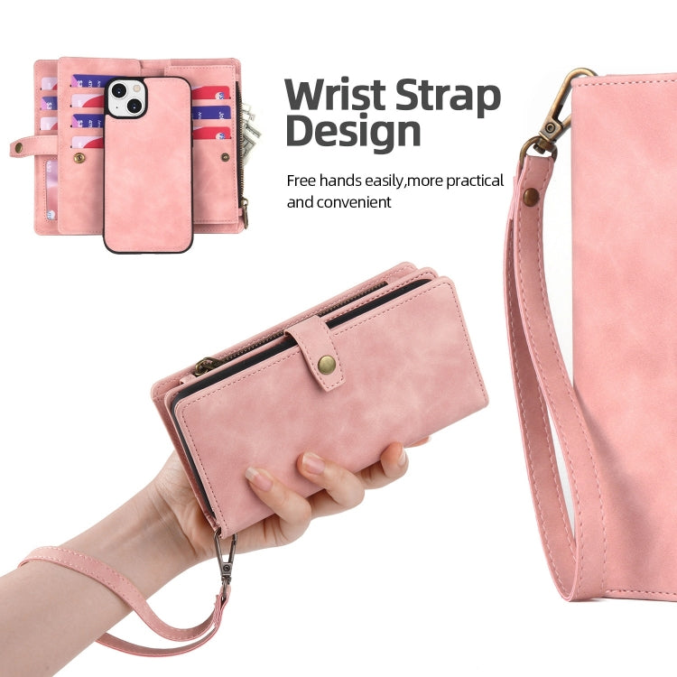 Zipper Wallet Magnetic Detachable Leather Phone Case, For iPhone 14, For iPhone 14 Pro, For iPhone 14 Plus, For iPhone 14 Pro Max, For iPhone 13, For iPhone 13 Pro, For iPhone 13 Pro Max, For iPhone 12 / 12 Pro
