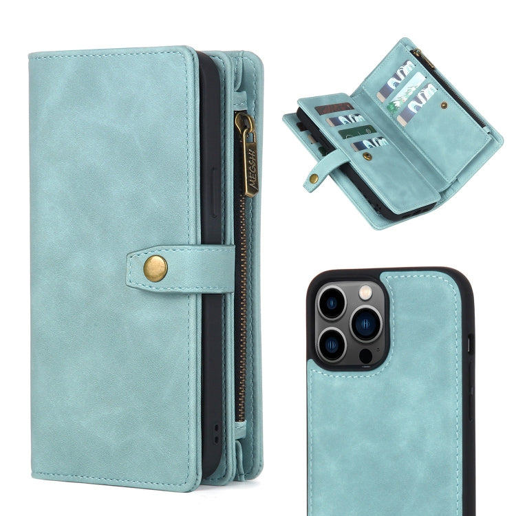 Zipper Wallet Magnetic Detachable Leather Phone Case, For iPhone 14, For iPhone 14 Pro, For iPhone 14 Plus, For iPhone 14 Pro Max, For iPhone 13, For iPhone 13 Pro, For iPhone 13 Pro Max, For iPhone 12 / 12 Pro