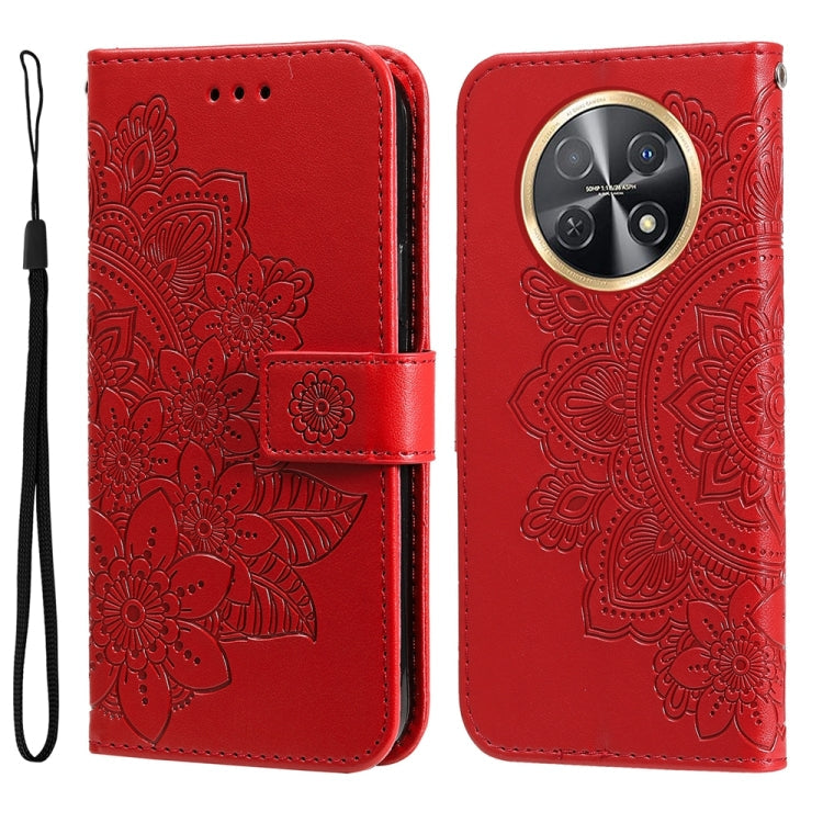 Seven-petal Flowers Embossing Leather Phone Case, For Huawei Mate 60 Pro, For Huawei Enjoy 60X, For Huawei nova 11 Pro, For Huawei nova 11