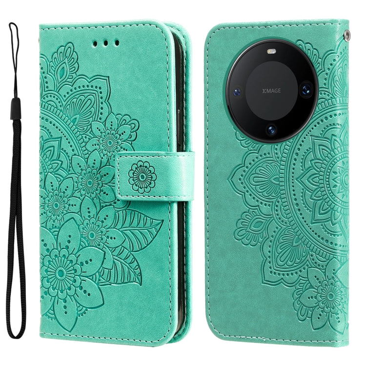 Seven-petal Flowers Embossing Leather Phone Case, For Huawei Enjoy 70, For Huawei nova 11 SE, For Huawei nova 12 Pro, For Huawei Mate 60