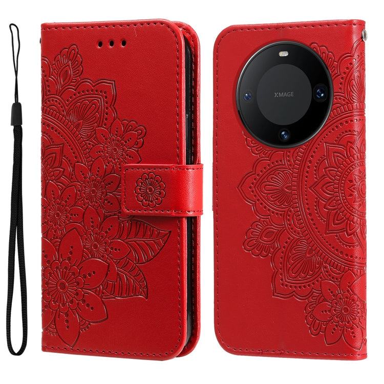 Seven-petal Flowers Embossing Leather Phone Case, For Huawei Mate 60 Pro, For Huawei Enjoy 60X, For Huawei nova 11 Pro, For Huawei nova 11