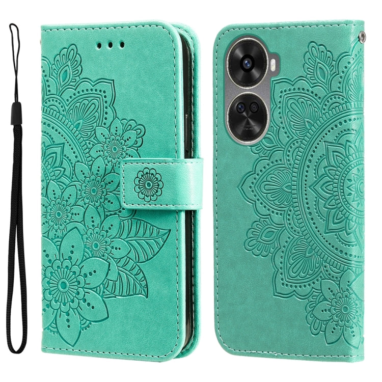 Seven-petal Flowers Embossing Leather Phone Case, For Huawei Enjoy 70, For Huawei nova 11 SE, For Huawei nova 12 Pro, For Huawei Mate 60