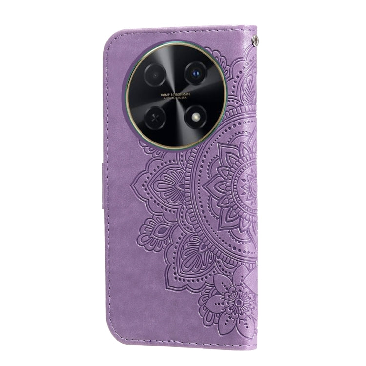 Seven-petal Flowers Embossing Leather Phone Case, For Huawei Enjoy 70, For Huawei nova 11 SE, For Huawei nova 12 Pro, For Huawei Mate 60