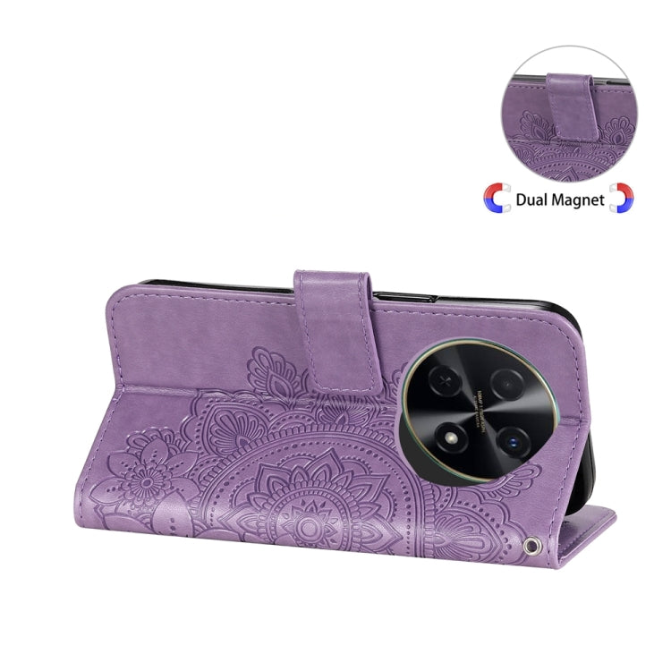 Seven-petal Flowers Embossing Leather Phone Case, For Huawei Enjoy 70, For Huawei nova 11 SE, For Huawei nova 12 Pro, For Huawei Mate 60