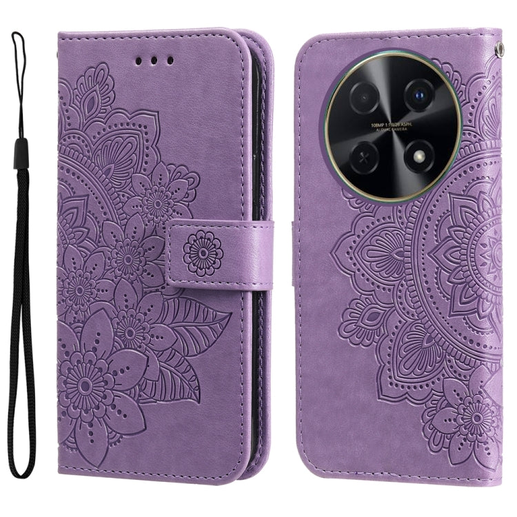 Seven-petal Flowers Embossing Leather Phone Case, For Huawei Enjoy 70, For Huawei nova 11 SE, For Huawei nova 12 Pro, For Huawei Mate 60