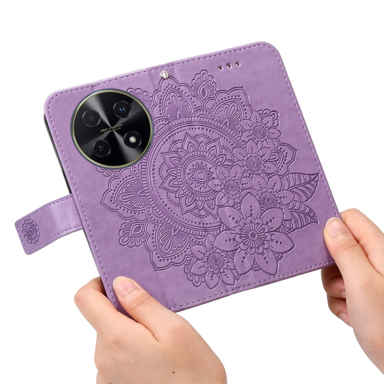 Seven-petal Flowers Embossing Leather Phone Case, For Huawei Enjoy 70, For Huawei nova 11 SE, For Huawei nova 12 Pro, For Huawei Mate 60