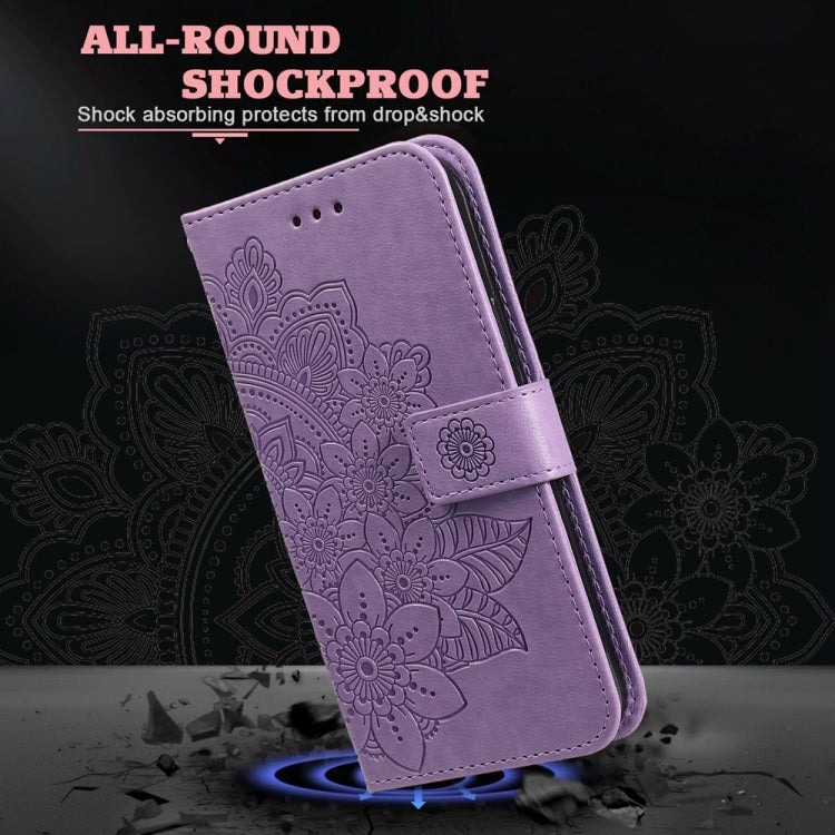 Seven-petal Flowers Embossing Leather Phone Case, For Huawei Enjoy 70, For Huawei nova 11 SE, For Huawei nova 12 Pro, For Huawei Mate 60