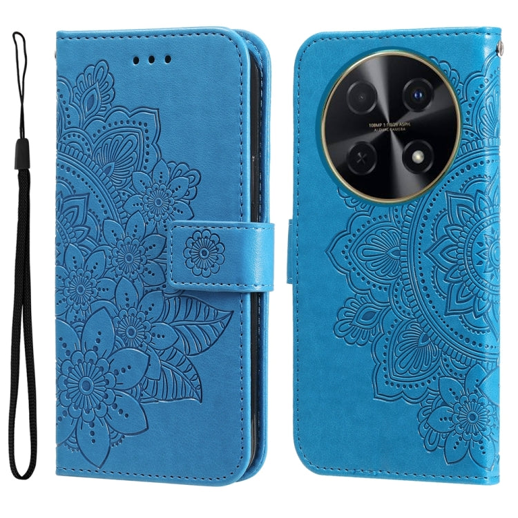 Seven-petal Flowers Embossing Leather Phone Case, For Huawei Enjoy 70, For Huawei nova 11 SE, For Huawei nova 12 Pro, For Huawei Mate 60