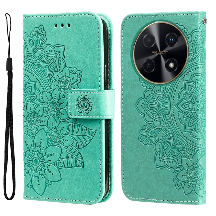 Seven-petal Flowers Embossing Leather Phone Case, For Huawei Enjoy 70, For Huawei nova 11 SE, For Huawei nova 12 Pro, For Huawei Mate 60