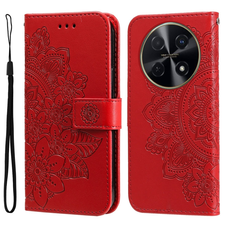 Seven-petal Flowers Embossing Leather Phone Case, For Huawei Enjoy 70, For Huawei nova 11 SE, For Huawei nova 12 Pro, For Huawei Mate 60