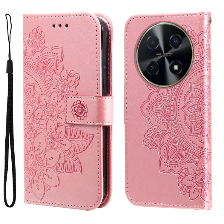 Seven-petal Flowers Embossing Leather Phone Case, For Huawei Enjoy 70, For Huawei nova 11 SE, For Huawei nova 12 Pro, For Huawei Mate 60
