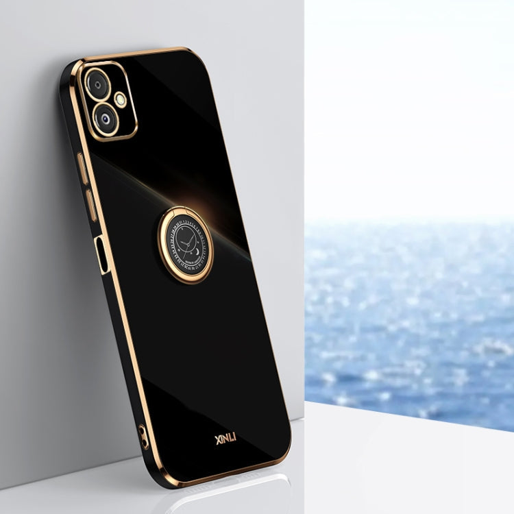 XINLI Straight Edge 6D Electroplate TPU Phone Case with Ring Holder, For Samsung Galaxy F14 5G, For Samsung Galaxy M14 5G, For Samsung Galaxy A04e 4G