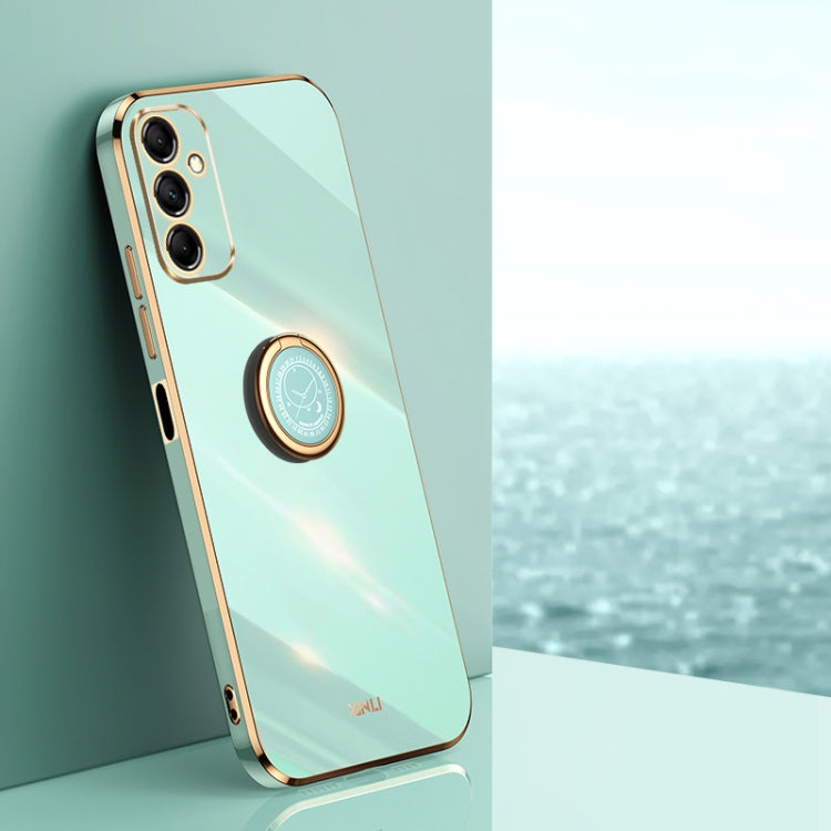 XINLI Straight Edge 6D Electroplate TPU Phone Case with Ring Holder, For Samsung Galaxy F14 5G, For Samsung Galaxy M14 5G, For Samsung Galaxy A04e 4G