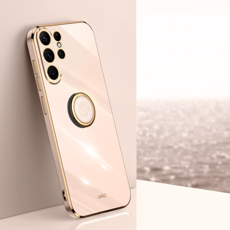 XINLI Straight Edge 6D Electroplate TPU Phone Case with Ring Holder, For Samsung Galaxy S24 Ultra 5G, For Samsung Galaxy S24+ 5G, For Samsung Galaxy S24 5G