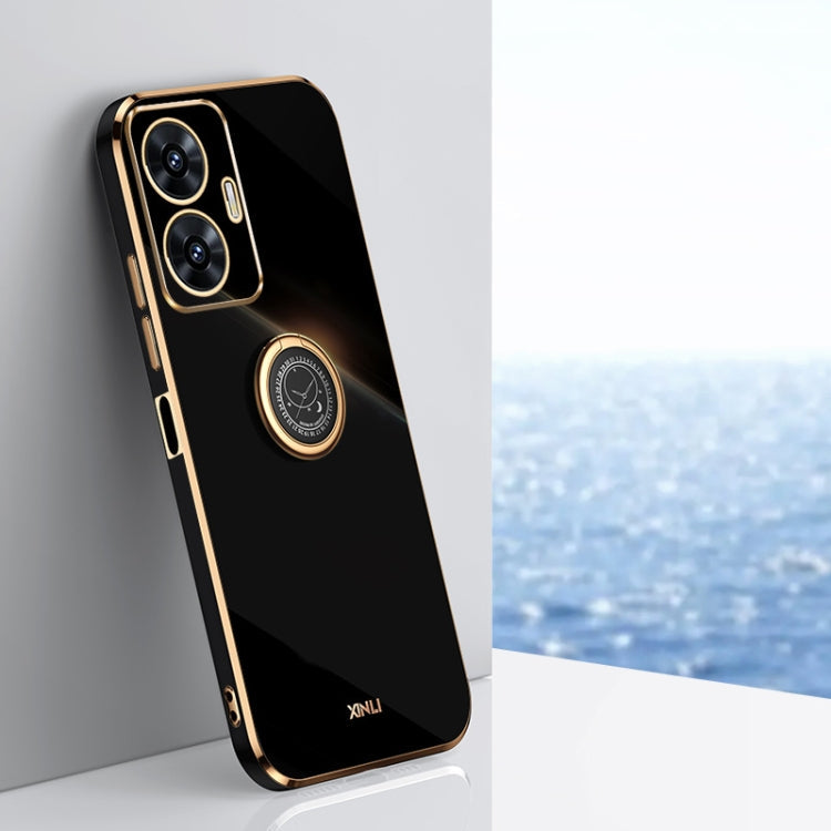XINLI Straight Edge 6D Electroplate TPU Phone Case with Ring Holder, For Realme 11 Pro+ 5G, For Realme GT Neo5 SE, For Realme C55