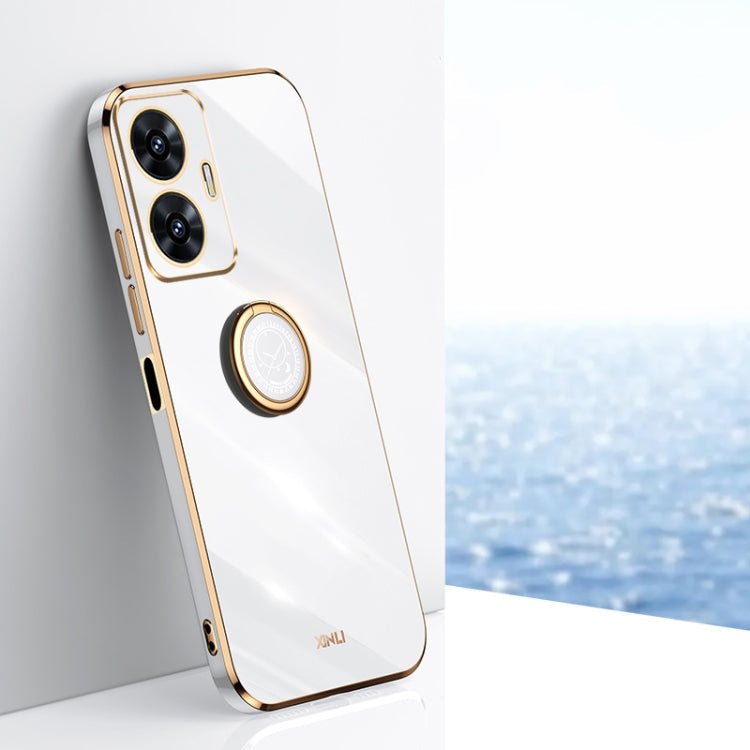 XINLI Straight Edge 6D Electroplate TPU Phone Case with Ring Holder, For Realme 11 Pro+ 5G, For Realme GT Neo5 SE, For Realme C55