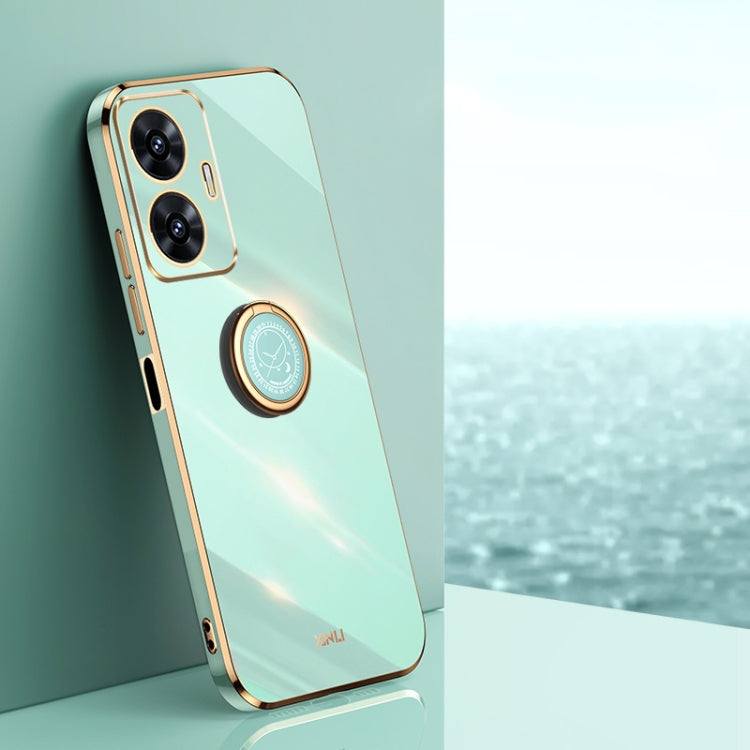 XINLI Straight Edge 6D Electroplate TPU Phone Case with Ring Holder, For Realme 11 Pro+ 5G, For Realme GT Neo5 SE, For Realme C55