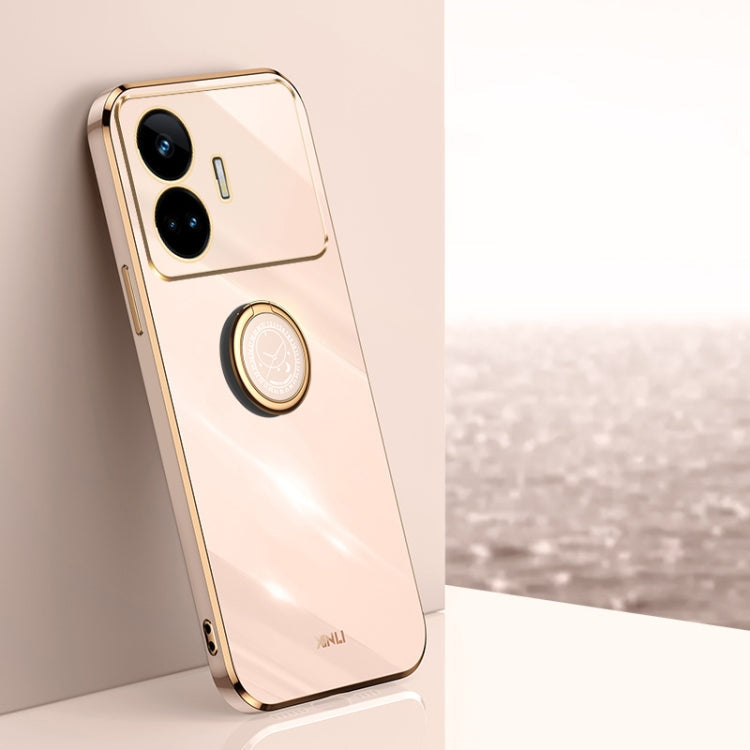 XINLI Straight Edge 6D Electroplate TPU Phone Case with Ring Holder, For Realme 11 Pro+ 5G, For Realme GT Neo5 SE, For Realme C55