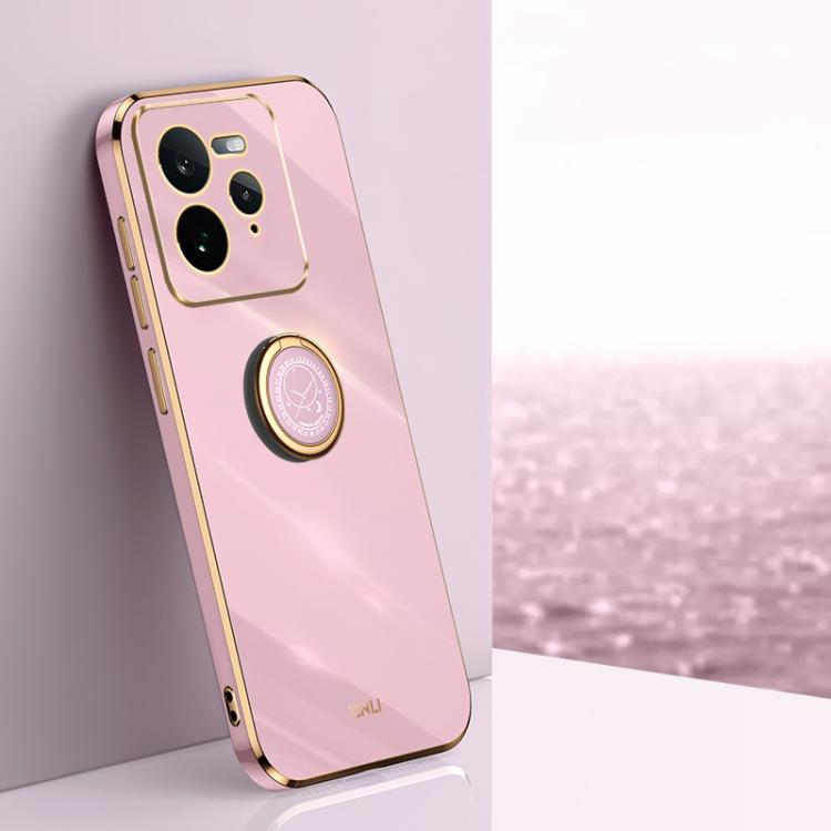 XINLI Straight Edge 6D Electroplate TPU Phone Case with Ring Holder, For Realme C75, For Realme GT 7 Pro 5G, For Realme Note 60 4G