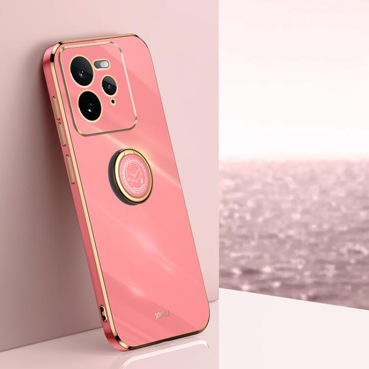 XINLI Straight Edge 6D Electroplate TPU Phone Case with Ring Holder, For Realme C75, For Realme GT 7 Pro 5G, For Realme Note 60 4G