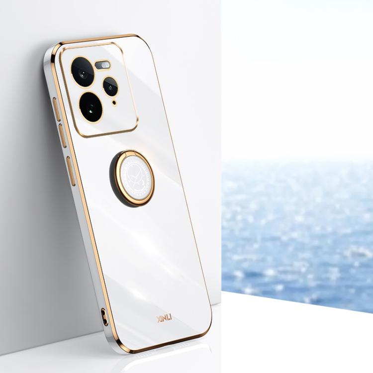 XINLI Straight Edge 6D Electroplate TPU Phone Case with Ring Holder, For Realme C75, For Realme GT 7 Pro 5G, For Realme Note 60 4G