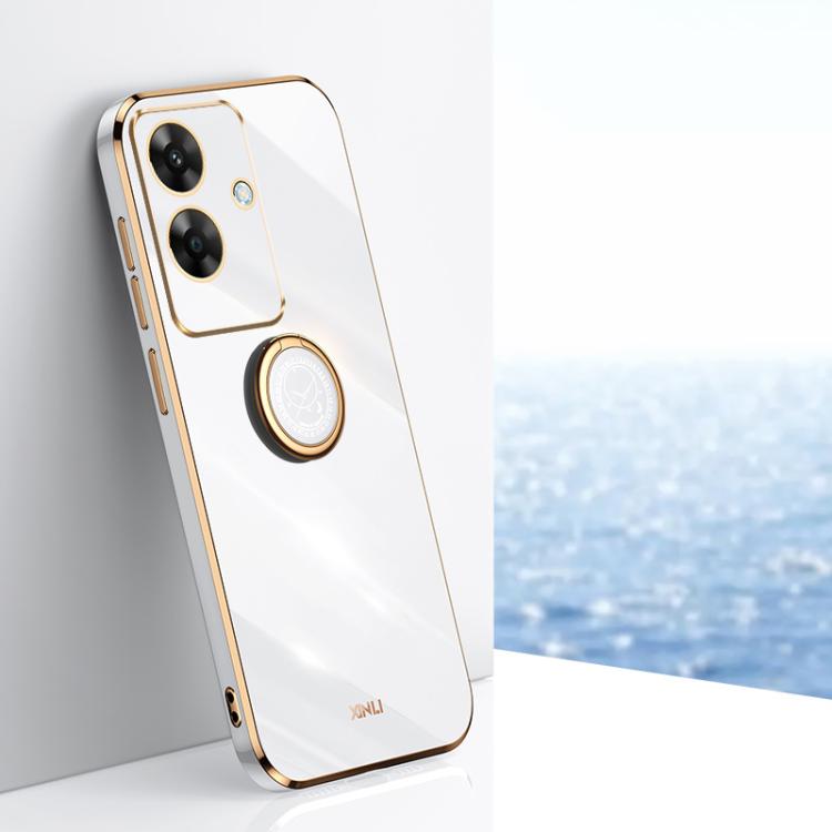 XINLI Straight Edge 6D Electroplate TPU Phone Case with Ring Holder, For Realme C75, For Realme GT 7 Pro 5G, For Realme Note 60 4G