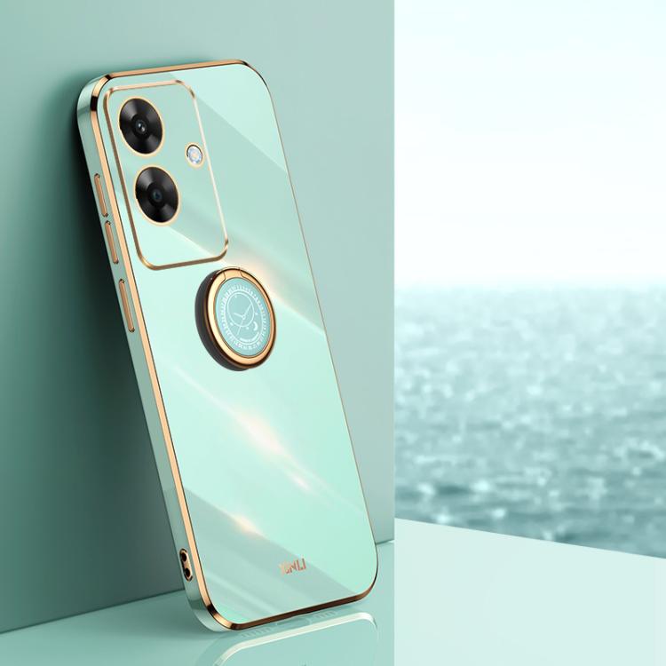 XINLI Straight Edge 6D Electroplate TPU Phone Case with Ring Holder, For Realme C75, For Realme GT 7 Pro 5G, For Realme Note 60 4G
