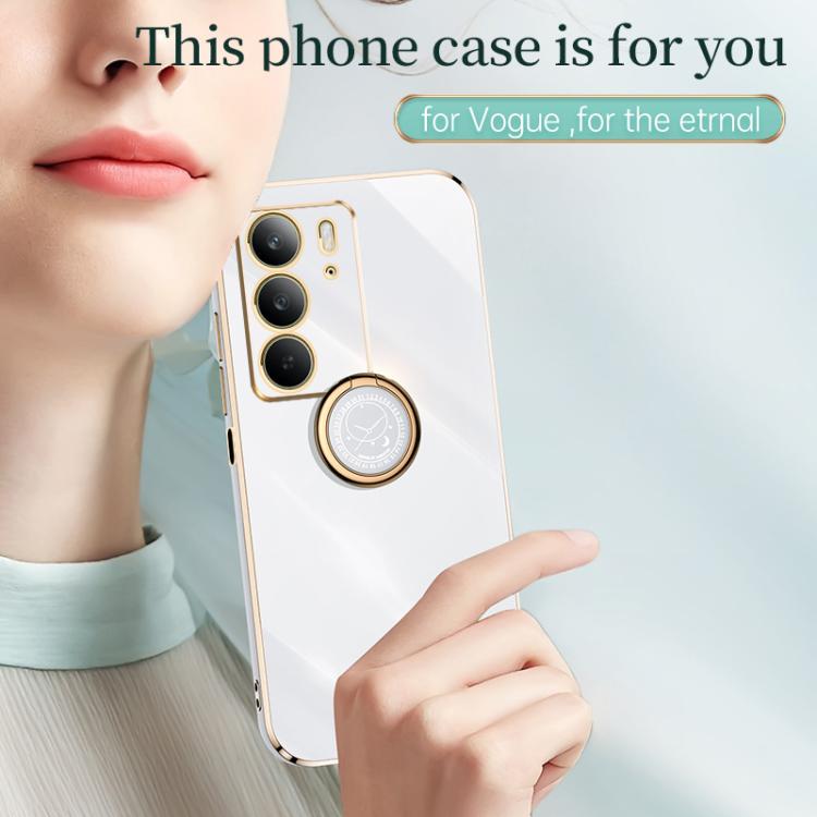 XINLI Straight Edge 6D Electroplate TPU Phone Case with Ring Holder, For Realme C75, For Realme GT 7 Pro 5G, For Realme Note 60 4G