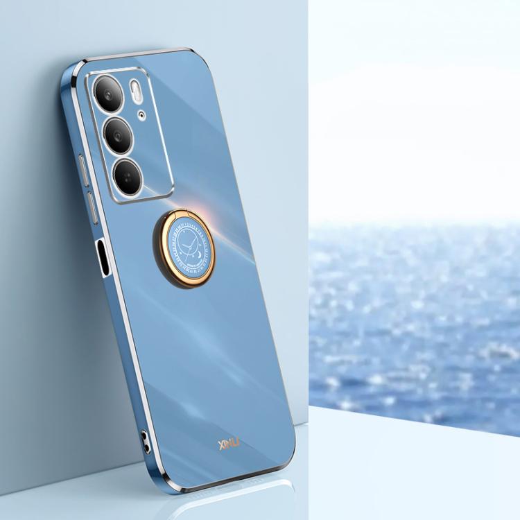 XINLI Straight Edge 6D Electroplate TPU Phone Case with Ring Holder, For Realme C75, For Realme GT 7 Pro 5G, For Realme Note 60 4G