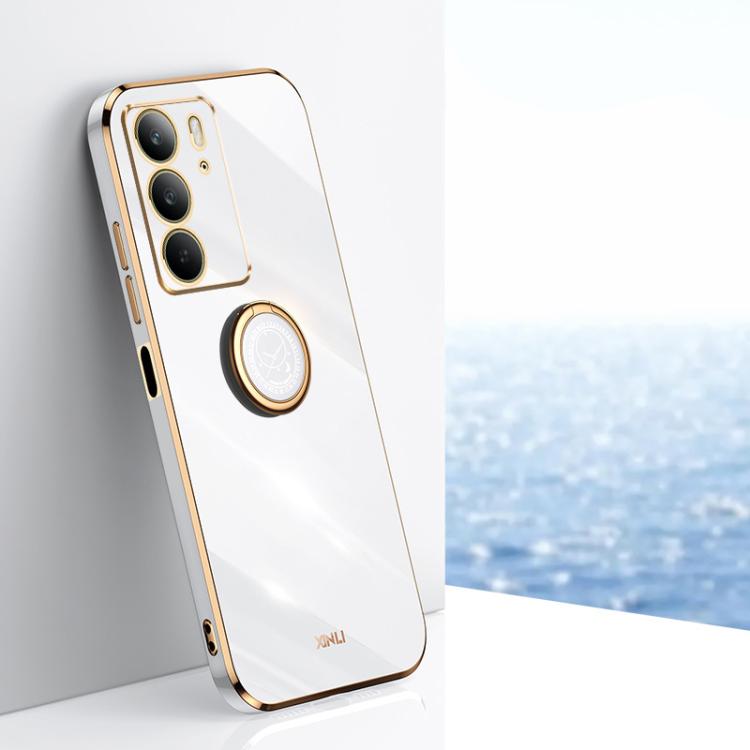XINLI Straight Edge 6D Electroplate TPU Phone Case with Ring Holder, For Realme C75, For Realme GT 7 Pro 5G, For Realme Note 60 4G
