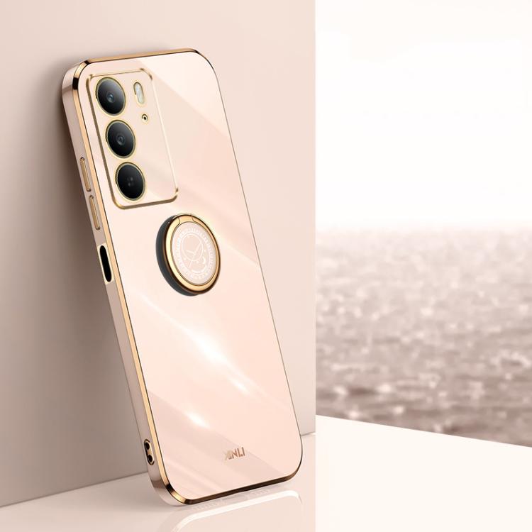 XINLI Straight Edge 6D Electroplate TPU Phone Case with Ring Holder, For Realme C75, For Realme GT 7 Pro 5G, For Realme Note 60 4G