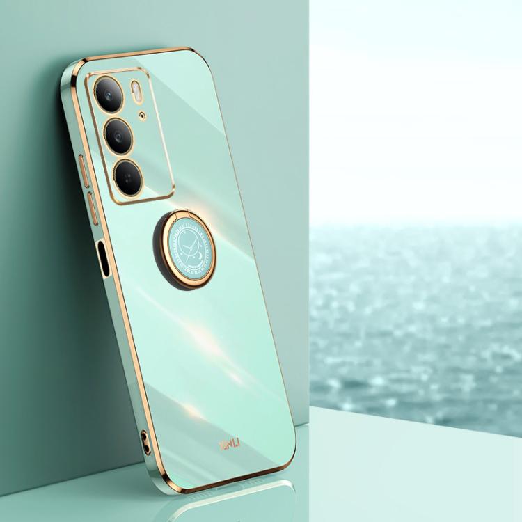 XINLI Straight Edge 6D Electroplate TPU Phone Case with Ring Holder, For Realme C75, For Realme GT 7 Pro 5G, For Realme Note 60 4G