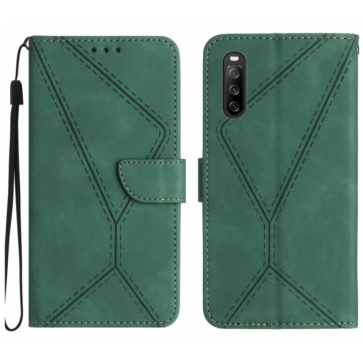 Stitching Embossed Leather Phone Case, For Sony Xperia 10 V