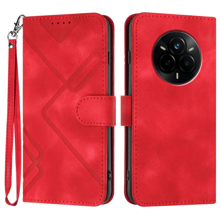 Line Pattern Skin Feel Leather Phone Case, For Realme P3 Ultra 5G, For Realme P3 Pro, For Realme 14 Pro+, For Realme 14 Pro