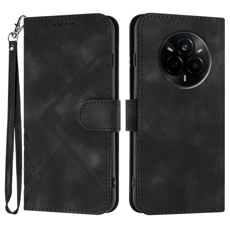 Line Pattern Skin Feel Leather Phone Case, For Realme P3 Ultra 5G, For Realme P3 Pro, For Realme 14 Pro+, For Realme 14 Pro